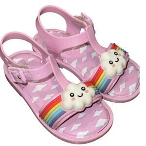 Mini Melissa Sunny Day Cloud Rainbow Sandals Toddler Sz 7 (Fits Like 6) Pink
